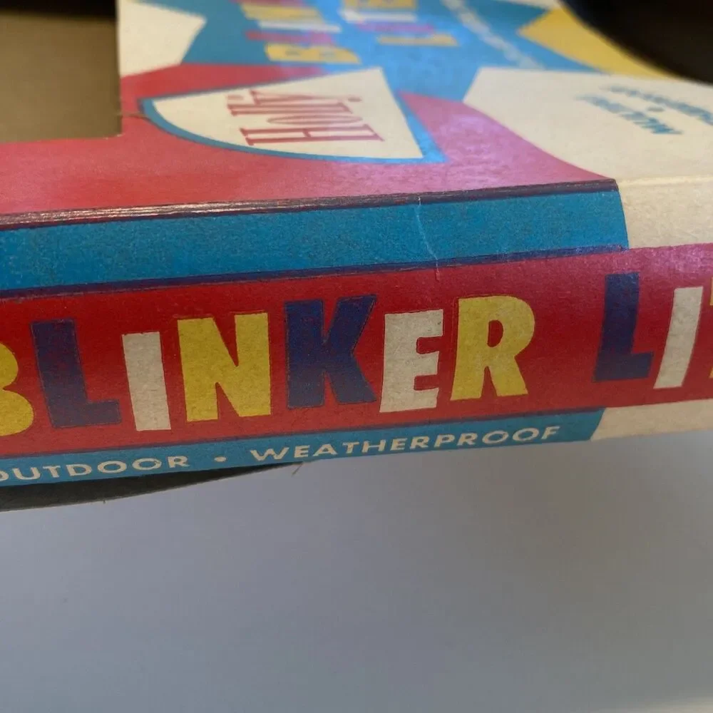 Vintage Holly Blinker Lites EMPTY BOX ONLY Very Colorful Large Letterpress USA